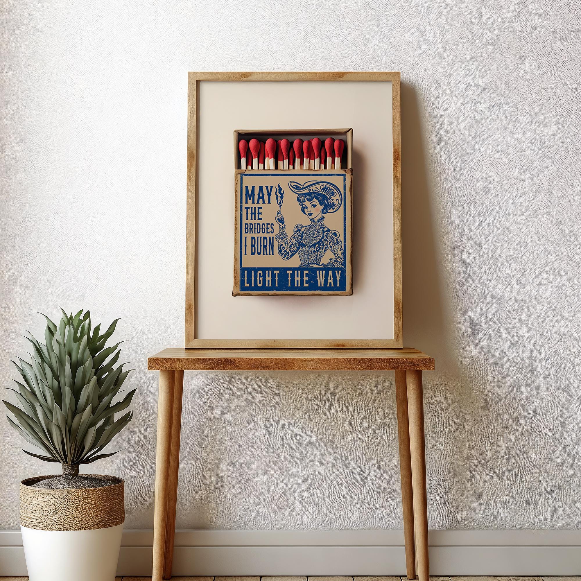 Vintage Streichholzschachtel Wand Kunst Western Cowgirl Druck May The Bridges I Burn Poster