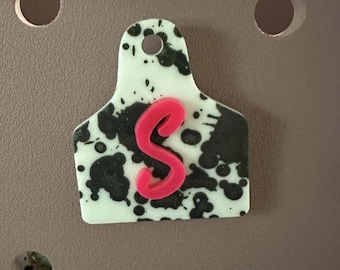 Cow Tag Bogg Bag Charm, Personalize initial Cow Tag Charm, Bogg Bag Accessories