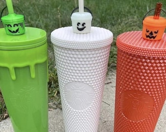 Custom 3D Printed McDonald's Boo Bucket Inspired Straw Topper Starbucks Tumbler Handmade Ghost Pumpkin Witch Starbucks Stanley