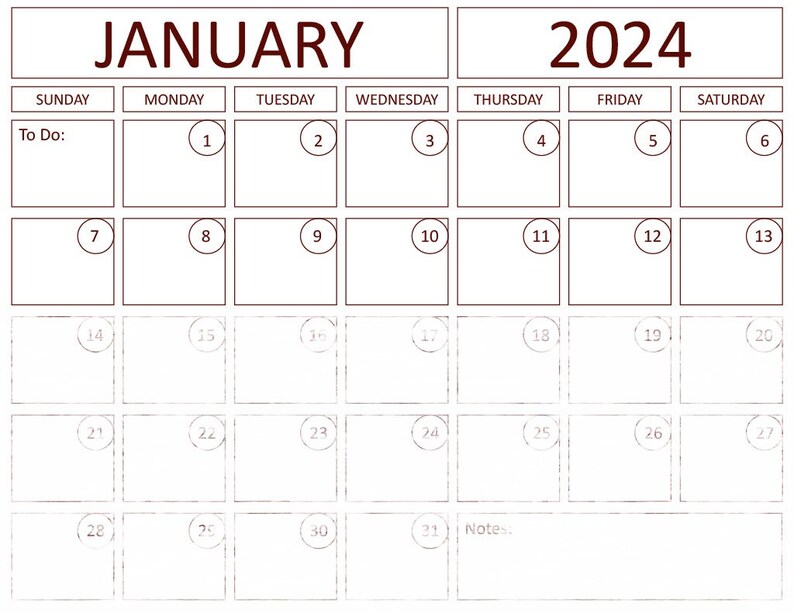 Simple 2024 Calendar PDF & PPT Use With Note Taking App Like Notability