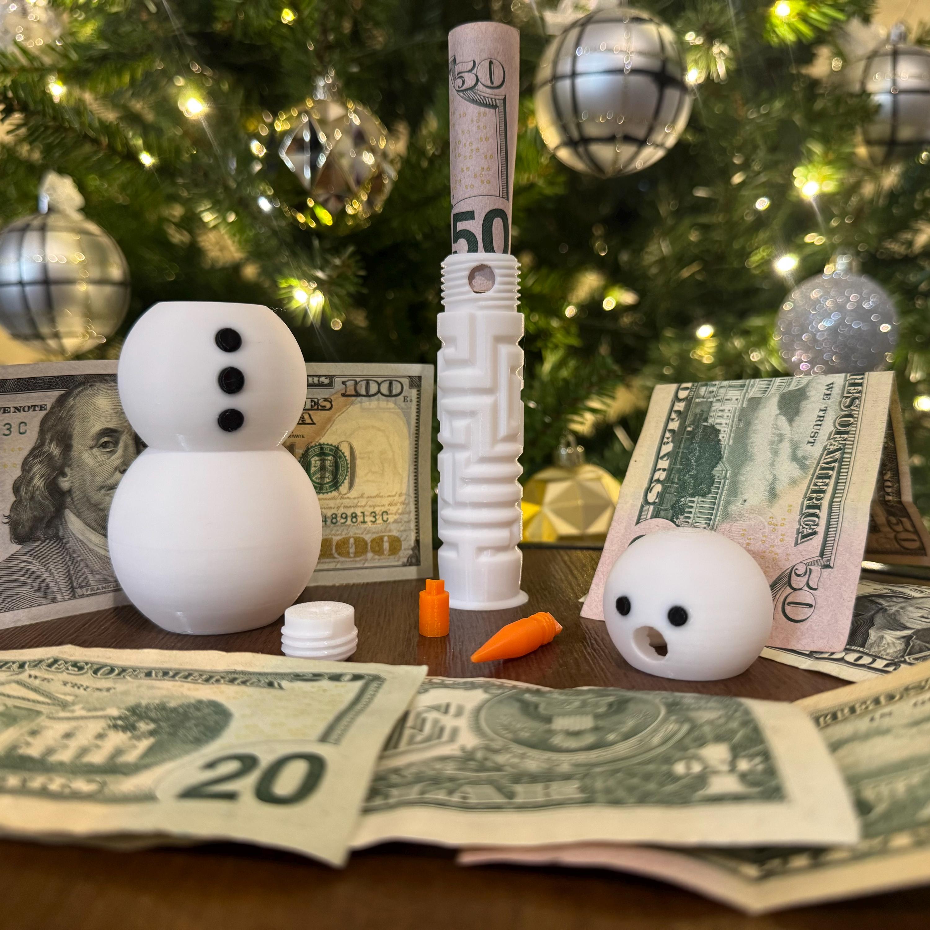3D Printed Snowman Puzzle Gift Box: Christmas Cash Holder - Etsy