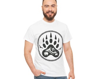 Bear Paw Print T-Shirt, Mountain Nature Tee, Hiking Camping Gift