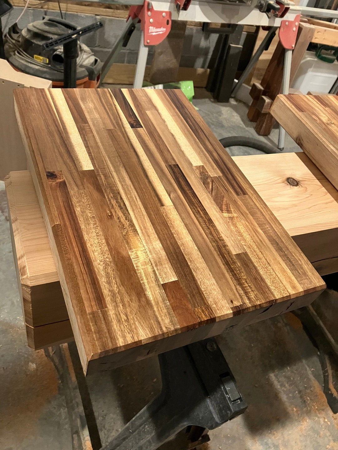 Acacia Wood Butcher Block Shelf Nightstand Display 18x12x2 Etsy