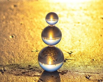 LIMITED EDITION  Siesta Key Sunset With Three Stacked Photo Balls, Sarasota Florida