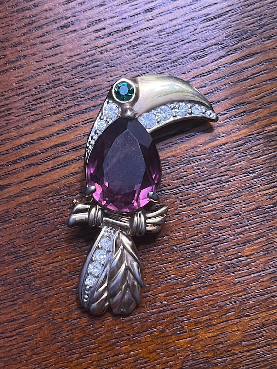 Swarovski Toucan Gold Plated Amethyst Crystal Touc