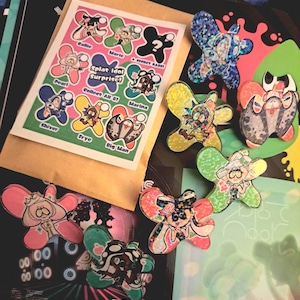 SPLATOON IDOL SURPRISE pins - gacha blind bag mystery acrylic holo pins