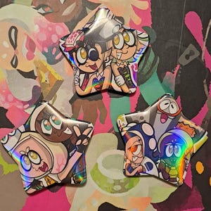 SPLATOON IDOL GROUPS rainbow holo star pins