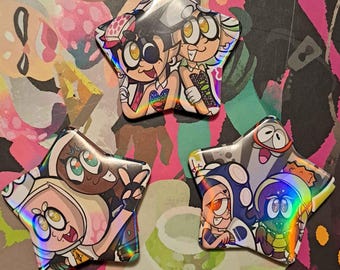 SPLATOON IDOL GROUPS rainbow holo star pins