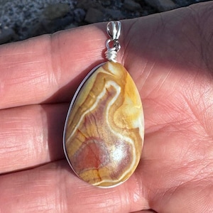 Chalcedony Stone Necklace, Grooved and Silver Wire Wrapped Chalcedony Pendant, Gemstone Necklace, Chalcedony Teardrop Cabochon Pendant