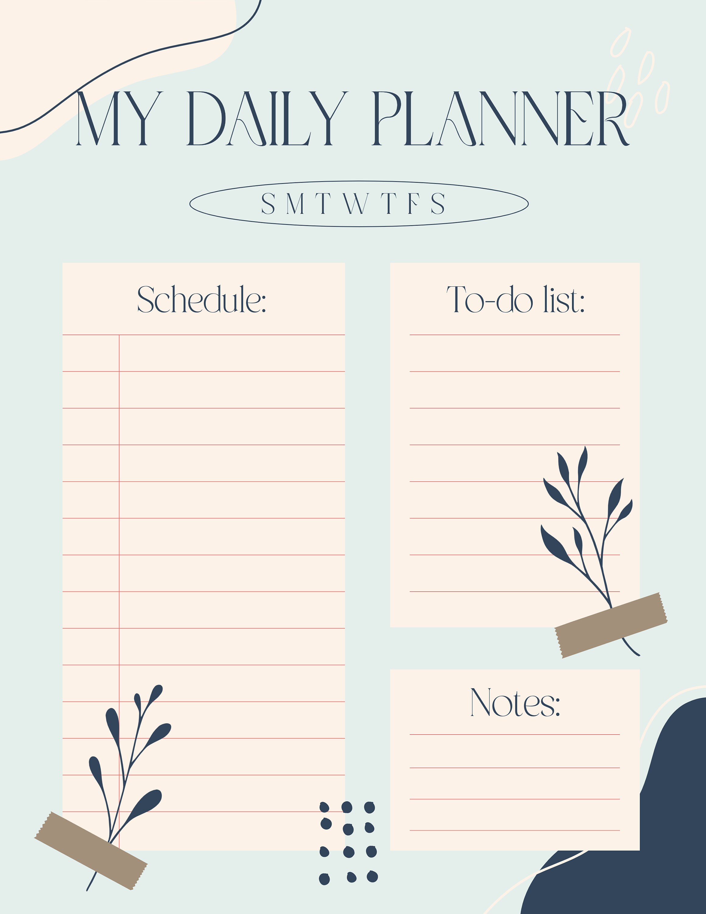 Daily and Weekly Planner Bundle, Printable, Productivity Agenda ...