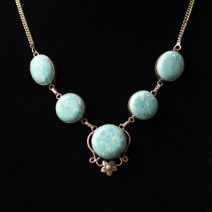 Alpaca Silver Faux Larimar Stone Necklace - 18 inches