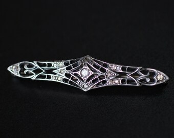 Broche Vintage Argent Massif Poinçonné Signée ERTÉ - Style Art Déco - Occasion