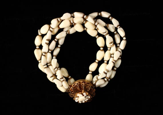 Vintage Signed Miriam Haskell Five Multi Strand G… - image 2