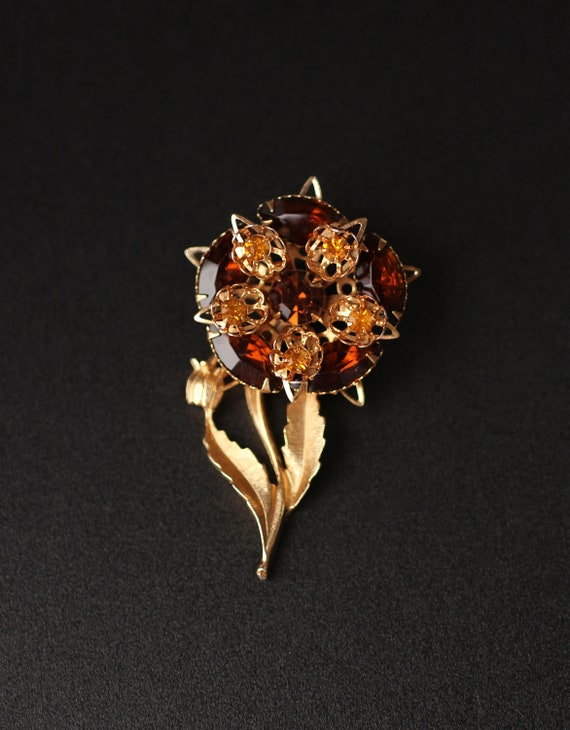 Vintage Gorgeous Gold-Toned with Autumnal Flower a