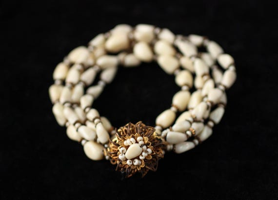 Vintage Signed Miriam Haskell Five Multi Strand G… - image 1