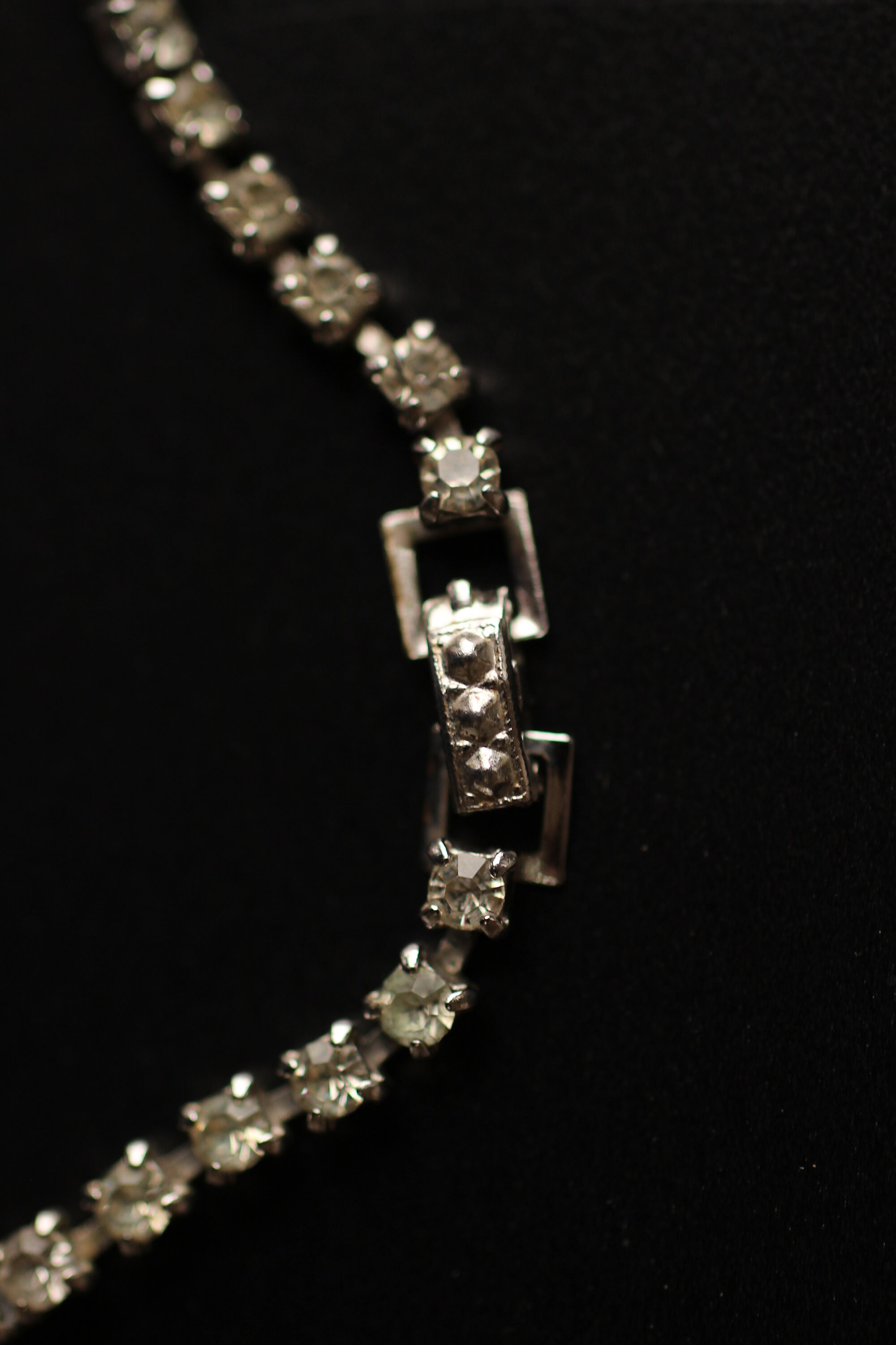 Collier Vintage En Strass Transparent - Parure Ancienne Années 1950, Pendentif, Occasion