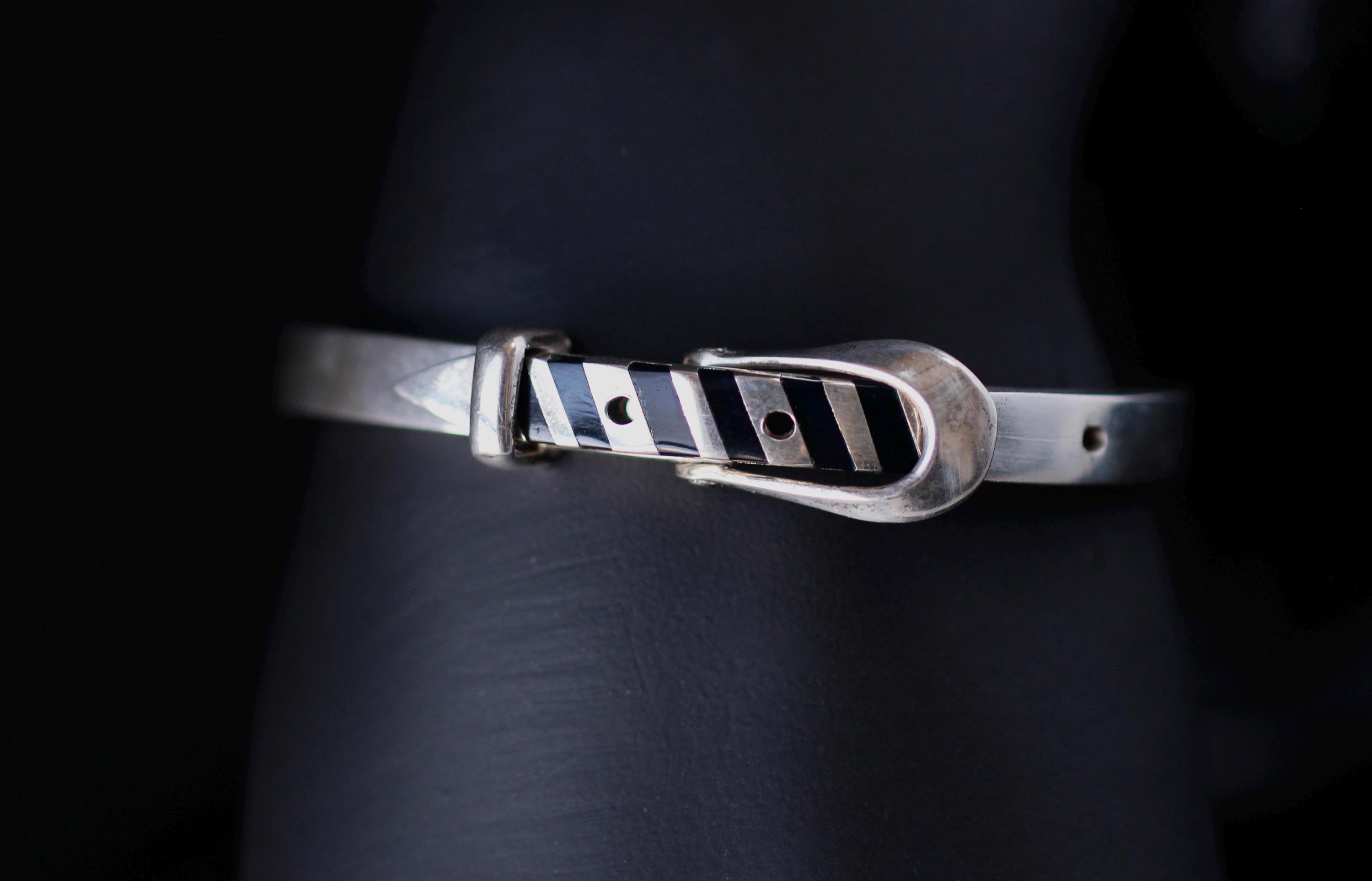 Vintage Mexico Silver Buckle Bangle - Etsy