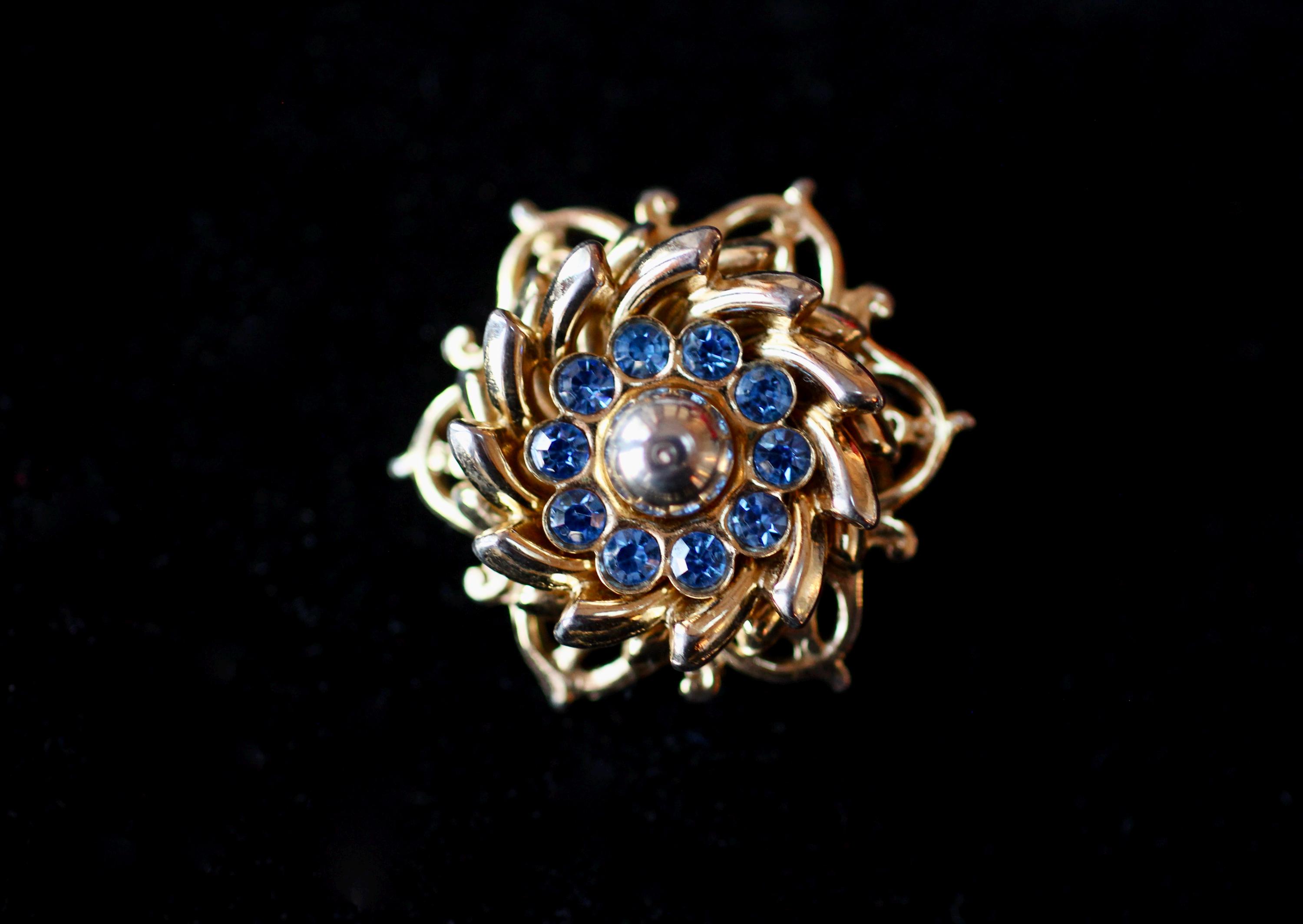 Broche rétro or et diamant - Broches or jaune - Bijou rétro femme