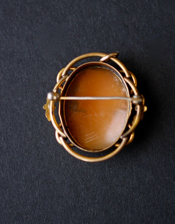 Vintage Right Facing Shell Cameo with Black Hills… - image 8