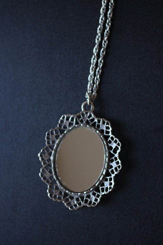 Vintage Flower Cameo Long Necklace with Filigree … - image 5