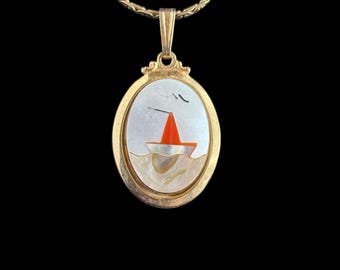 Collier Ancien Rétro Vintage Vert Et Doré Années 1950 - Pampilles Géométriques émaillées, Occasion