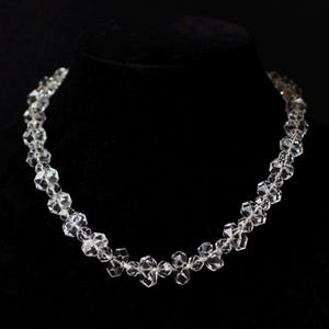 Vintage Rock Crystal Faceted Quartz Necklace: 14K Gold-Filled Clasp, Art Deco