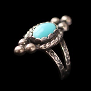 Vintage Old Pawn Southwestern Sterling Silver Ring – Turquoise, Size 4