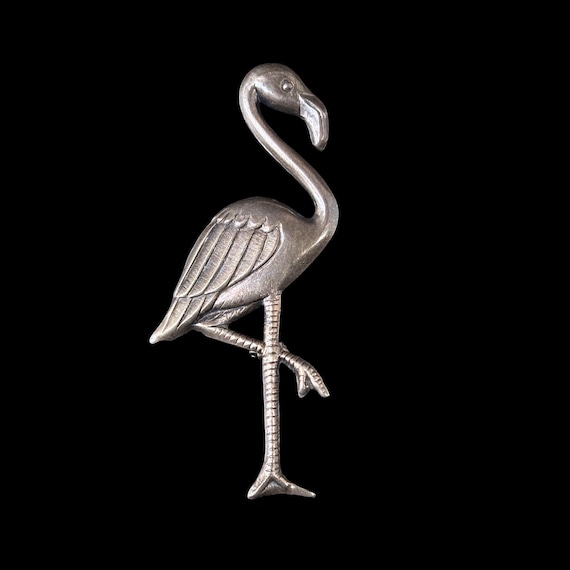 Vintage Sterling Silver Flamingo Bird Brooch Pin