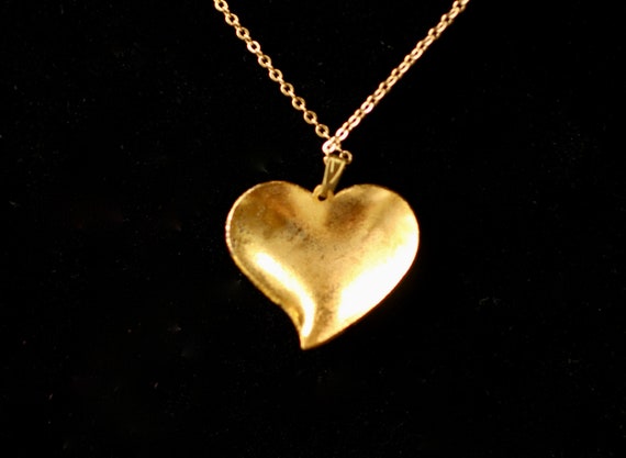 Vintage Cloisonné Heart Gold Tone Pendant Necklac… - image 5