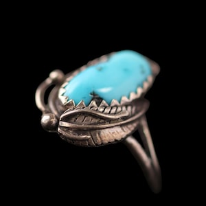 Vintage Southwestern Sterling Silver Turquoise Ring – Old Pawn, Size 3.5