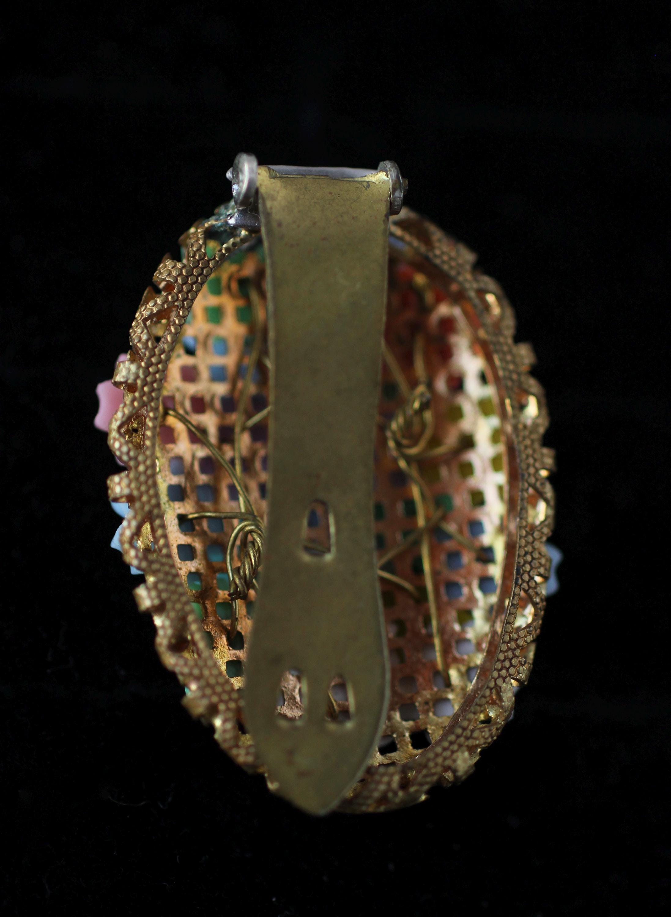 Vintage Miriam Haskell Style Flower Dress Clip: Multicolored  display picture 3