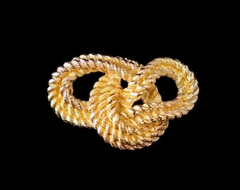 1970s Christian Dior Gold Plated Love Knot Rope With Clear Crystal