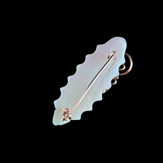 Vintage Abalone Shell Name “Gertrude” Script Broo… - image 3