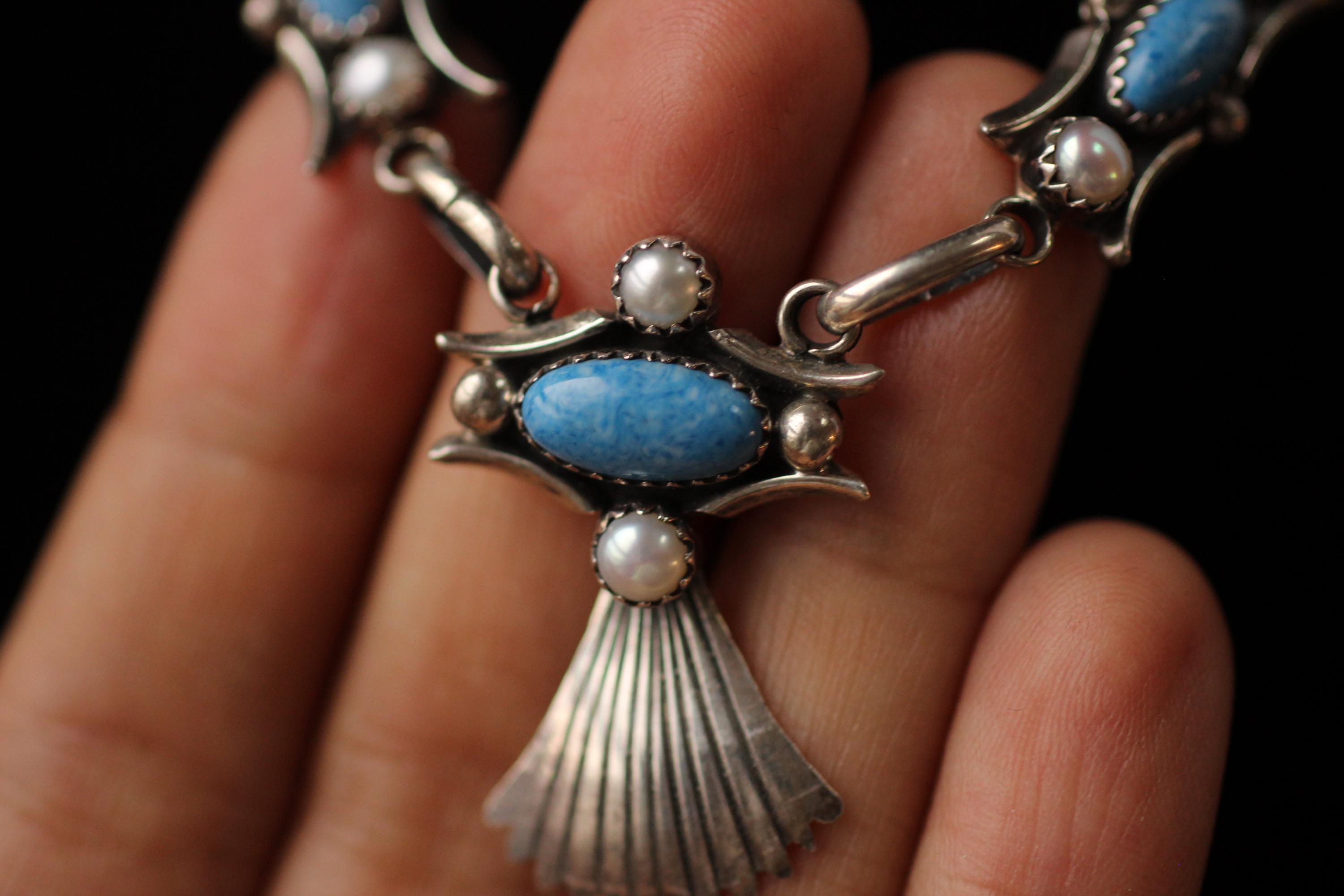 アクセサリー indian jewelry navajo necklace Navajo Sterling Silver and Turquoise Pendant Necklace