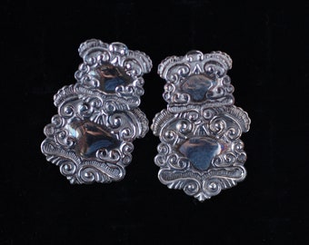 Vintage Stamped Sterling Silver Dangle Plate Post Earrings Marked 925