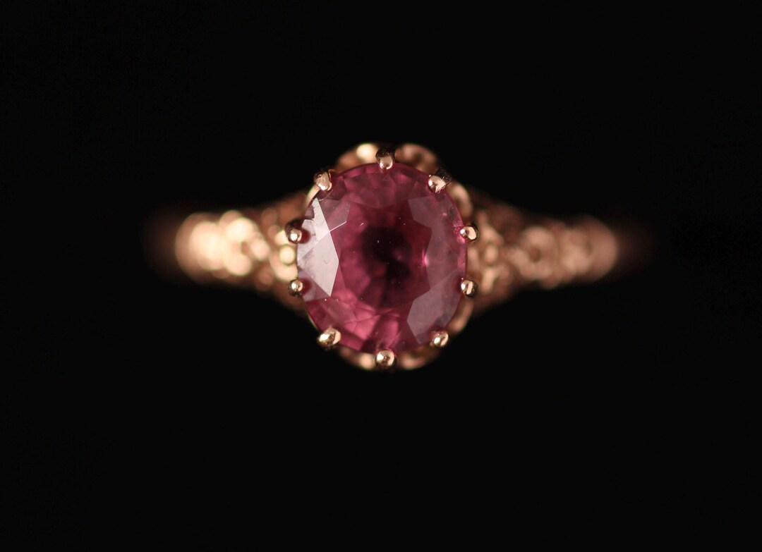 Antique Victorian 10k Rose Gold Ring With Pink Spinel Gemstone – Size 7 ...