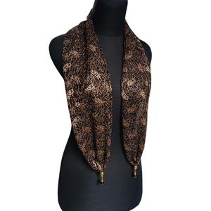 Brown Brocade Shawl Set: Wedding Party Scarves - 2pcs