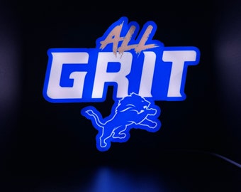 Detroit Lions All Grit LED Sign | Wall Decor | Football Sign | NFL | Gift for Him | Mancave
