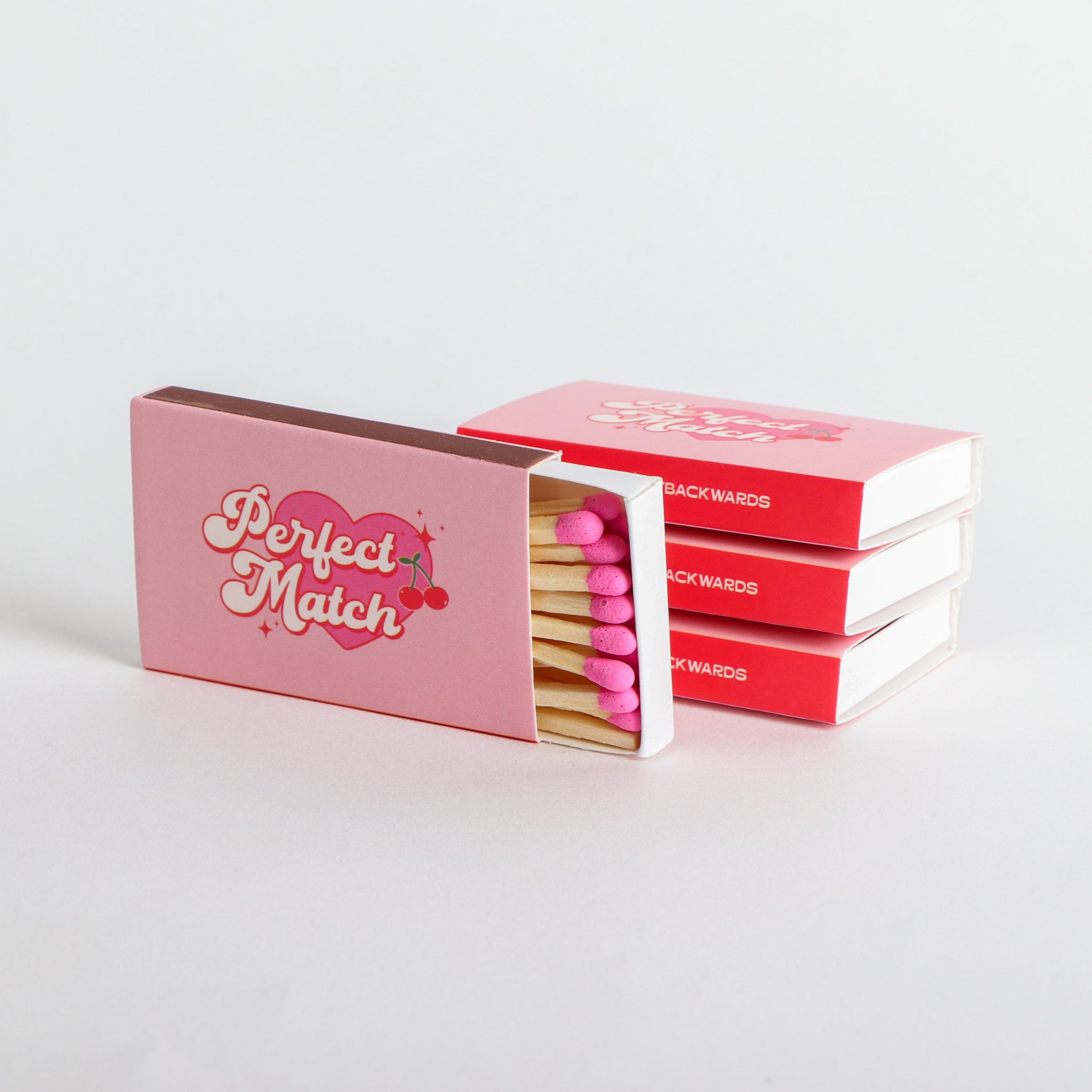 2 Light Pink Tip Safety Matches | Set of 100+ Bulk Artisan Matchsticks  with Striker Stickers by Thankful Greetings | Decorative & Unique Candle