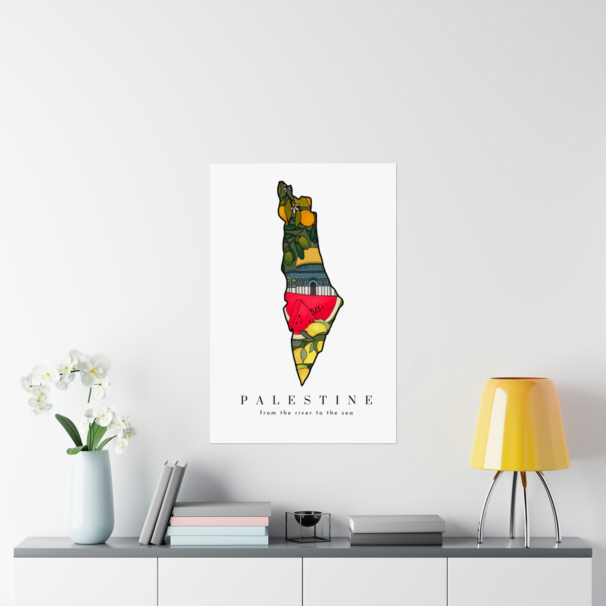 Gaza Print Palestine Map Print | Printable Palestine Poster | Jerusalem Gaza Map ...