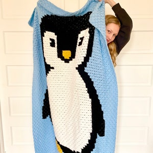 Penguin Blanket Crochet Pattern PDF DOWNLOAD | Corner to Corner (C2C) Crochet Penguin Blanket Pattern | Crochet Penguin Throw Blanket
