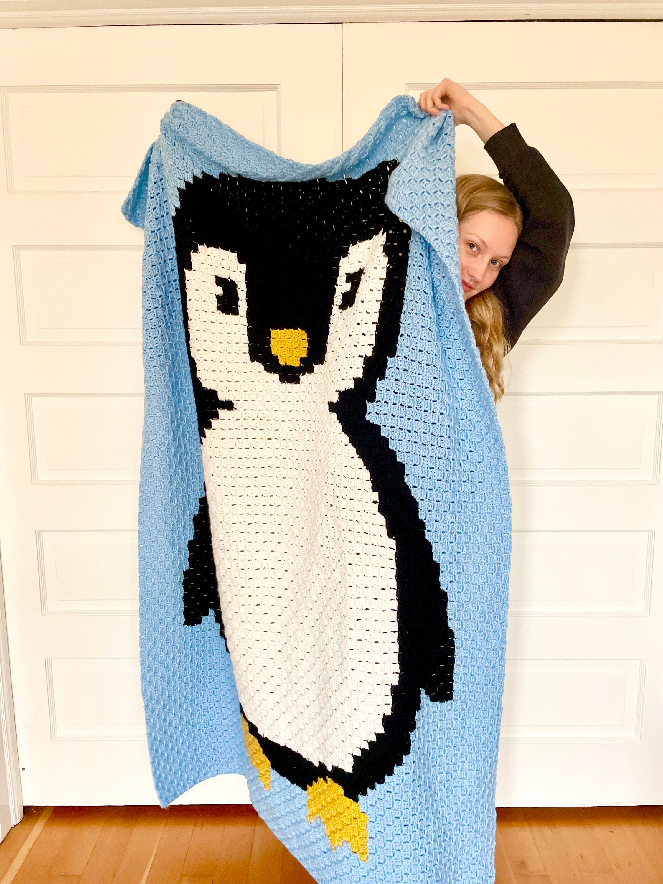 Crochet penguin blanket sale