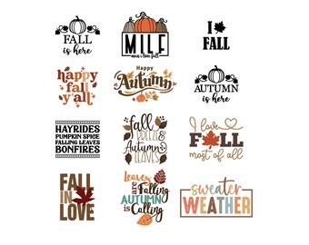 Cozy Fall SVG Bundle | Autumn Quotes PNG | Pumpkin Spice Sayings