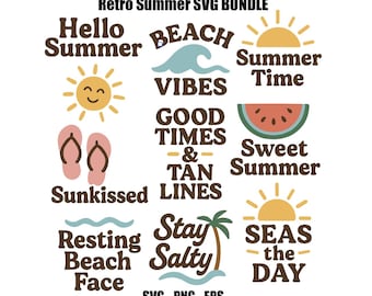 Summer SVG Bundle | Beach Vibes Graphics (Digital Download)