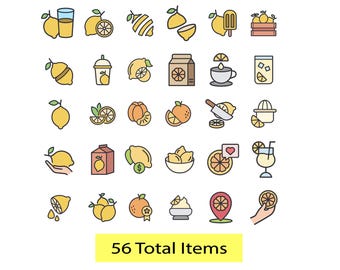 Kawaii Lemon SVG Bundle | Cheerful Fruit Clipart, Summer Icons (PNG, SVG)