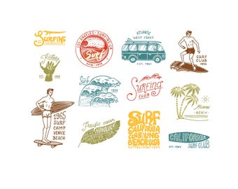 Retro Surf Logo Bundle – Vintage Beach Graphics (SVG & PNG)