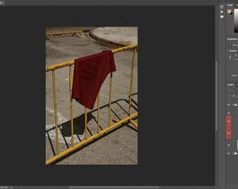 T-Shirt Mockup PSD — Urban Street Rail Scene