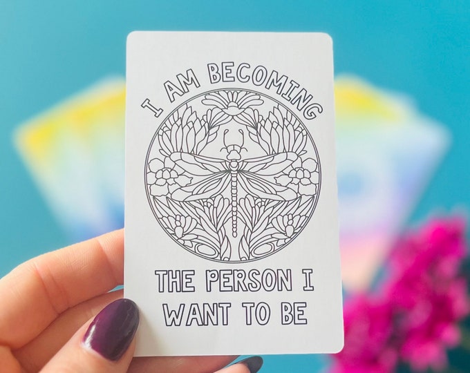 Divine Decklarations Affirmation Coloring Cards - Mindfulness and Positivity through Creative Expression - Pocket Deck