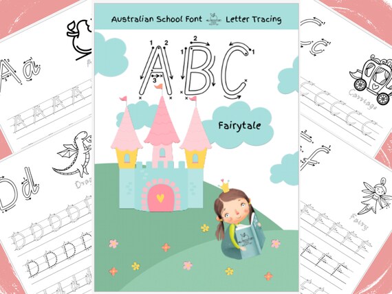 ABC Letter Tracing Worksheets: NSW Foundation Font, Fairytale Theme (Digital Download)