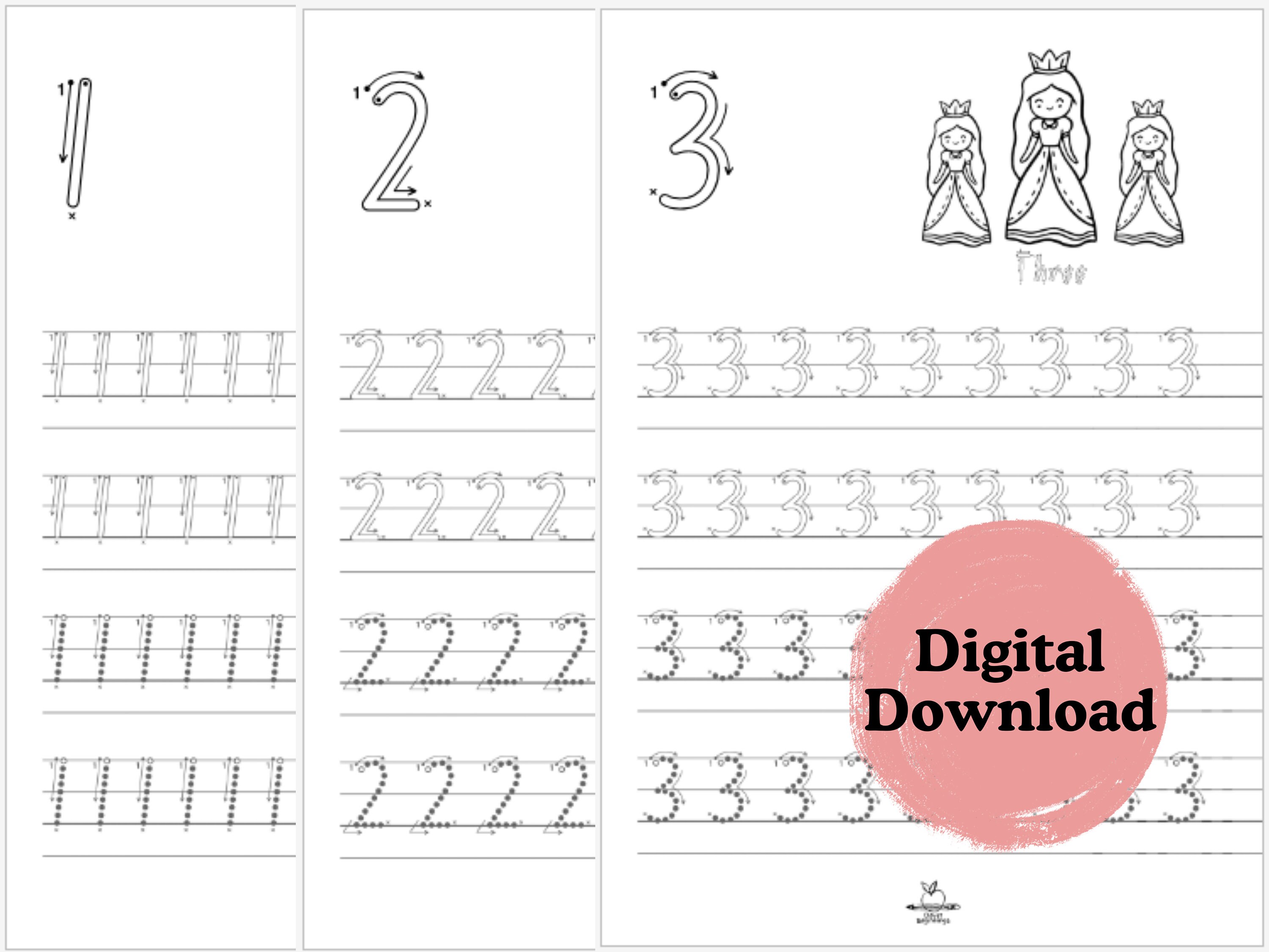 Qcursive Number Tracing Worksheets - QLD Queensland Modern Cursive (qcursive ...
